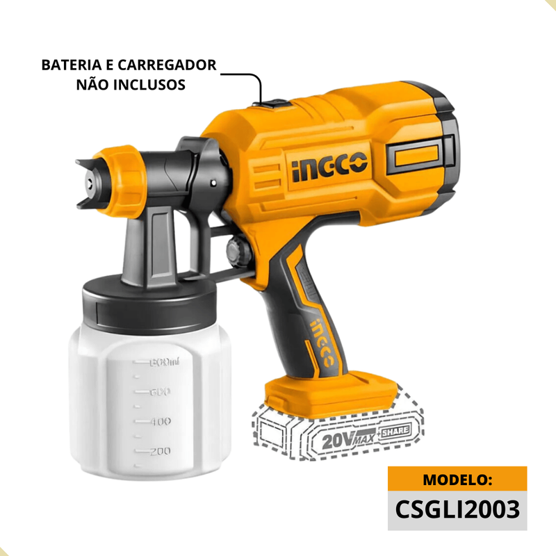 Pistola De Pintura á Bateria Ingco CSGLI2003  Linha P20s