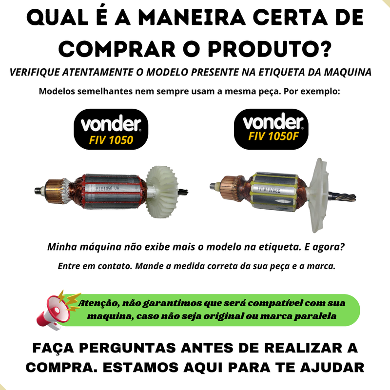 Rotor Induzido 220v p/ Lixadeira de Parede Lpv600 Vonder