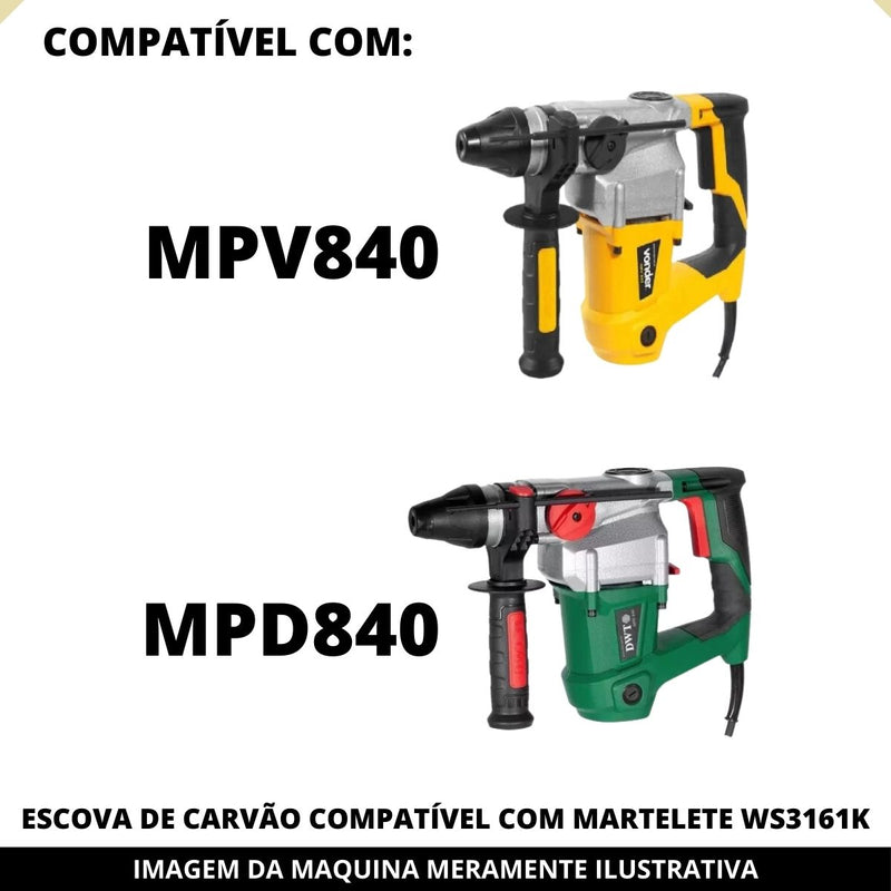 Kit com 2 pares Escova de Carvão para Martelete Vonder MPV840 e Dwt MPD840 Original 9310840081