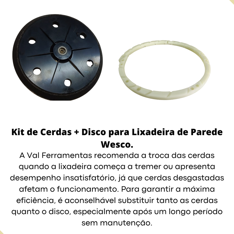 Kit Disco e Cerdas p/ Lixadeira de Parede Ws4463 Wesco