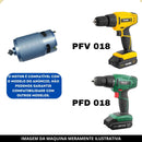 Motor e Pinhão 18v P/ Parafusadeira a Bateria 18v Pfv018 Vonder e Pfd018 dwt