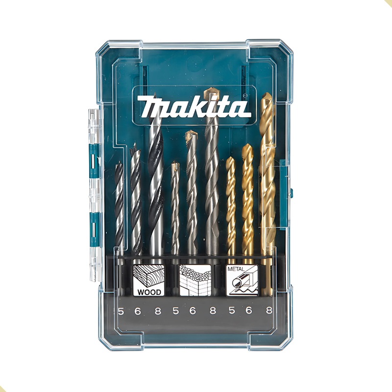 Kit Brocas 9pç Makita - Metal, Concreto e Madeira D-71962