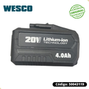 Bateria 20v 4.0Ah p/ Ferramentas de Diversos Modelos Wesco